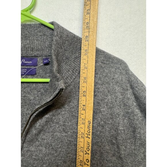 Alan Flusser Gray 100% Cashmere Full Zip Cardigan Sweater XXL Mens - Picture 7 of 8